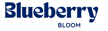 Blueberry Bloom logo displayed on a mobile phone screen.